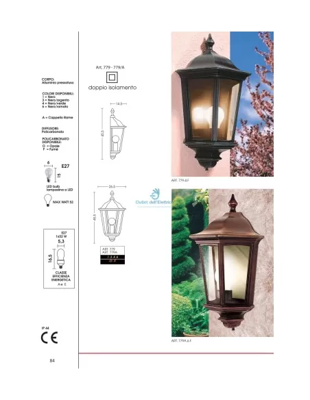 Aplique de pared medio cobre sf.fum È - negro plateado